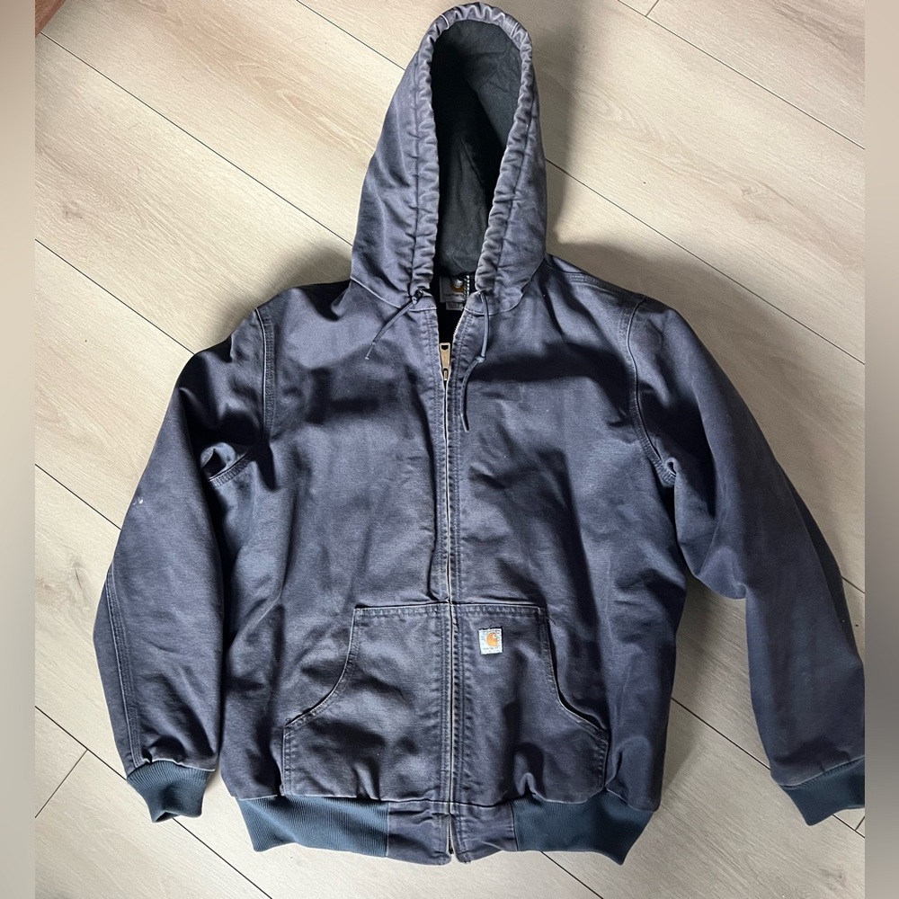 Vintage Carhartt J130 Dark Blue/Gray Hooded Jacket